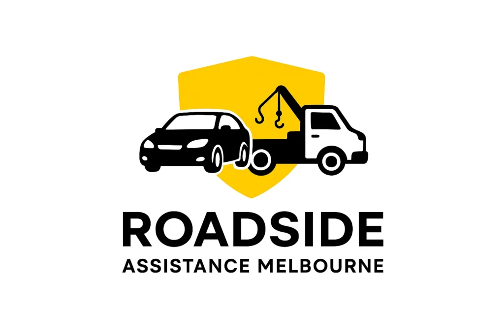 Roadside assistance Melbourne – mechanic helping driver in city street, Breakdown service Melbourne – tow truck loading car, Emergency roadside battery replacement in Melbourne.