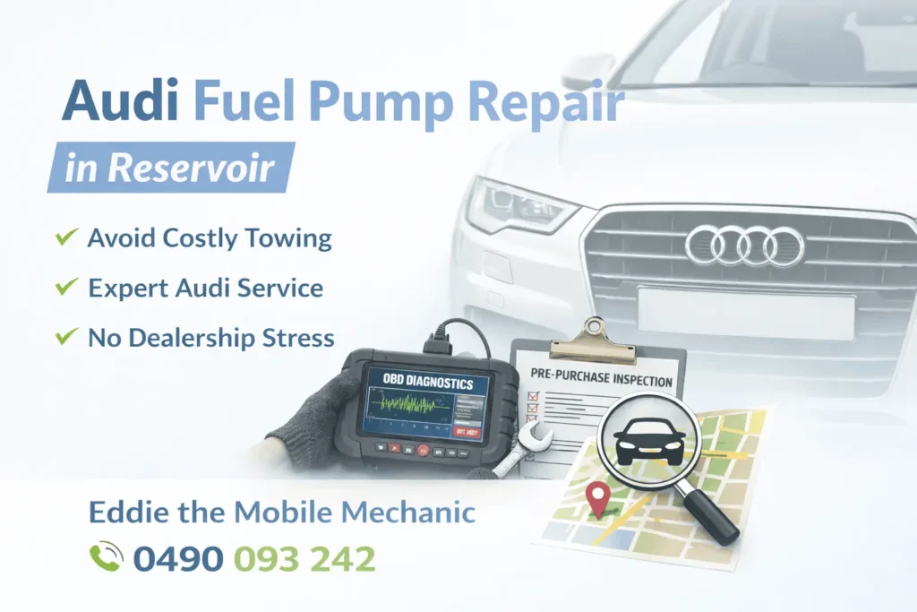 Audi fuel pump repair in Reservoir by mobile mechanic, on-site Audi diagnostics and fuel system service without towing